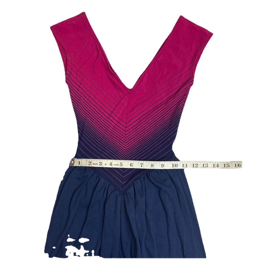 Vintage 90s Chevron Jumpsuit Pink Blue Drop Waist Dance Aerobic Women Small - Picture 5 of 7